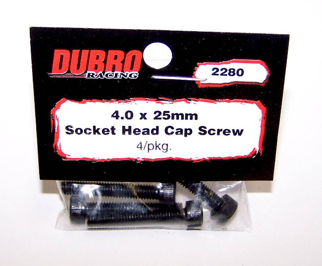 DUBRO 2280 4.0MM X 25 SOCKET-HEAD CAP SCREWS (4 PCS/PACK) Dubro
