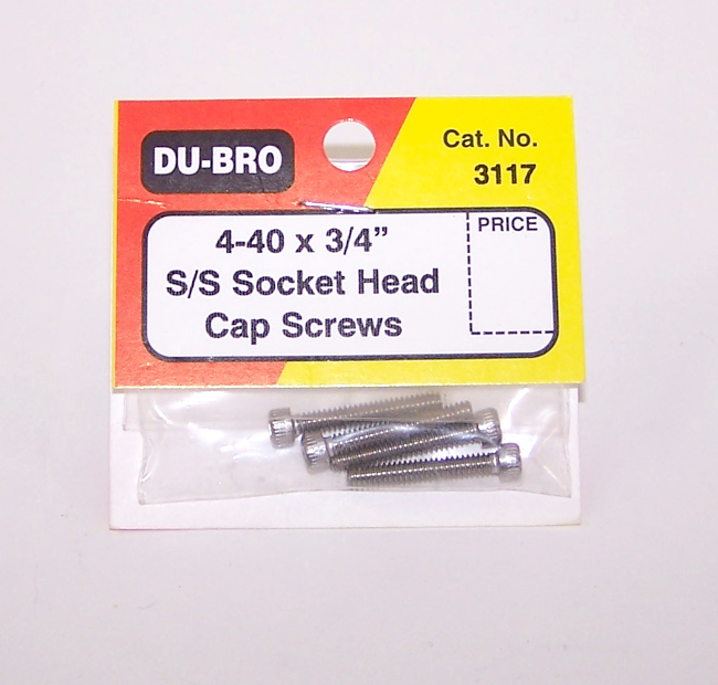 DUBRO 3117 SS 4-40 X 3/4in SCKT HD CAP SCWS (4 PCS PER PACK) Dubro