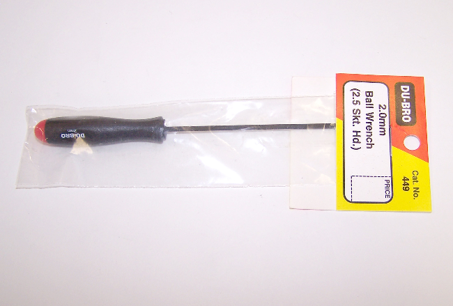 DUBRO 449 2MM BALL WRENCH, 2.5MM SOCKT HD (1 PC PER PACK) Dubro