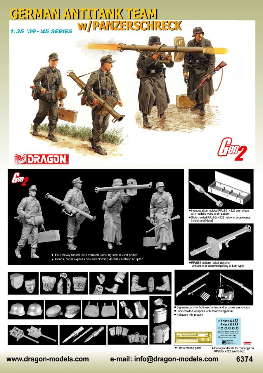Dragon 1/35 German Antitank Team w/Panzerschreck Plastic Model Kit