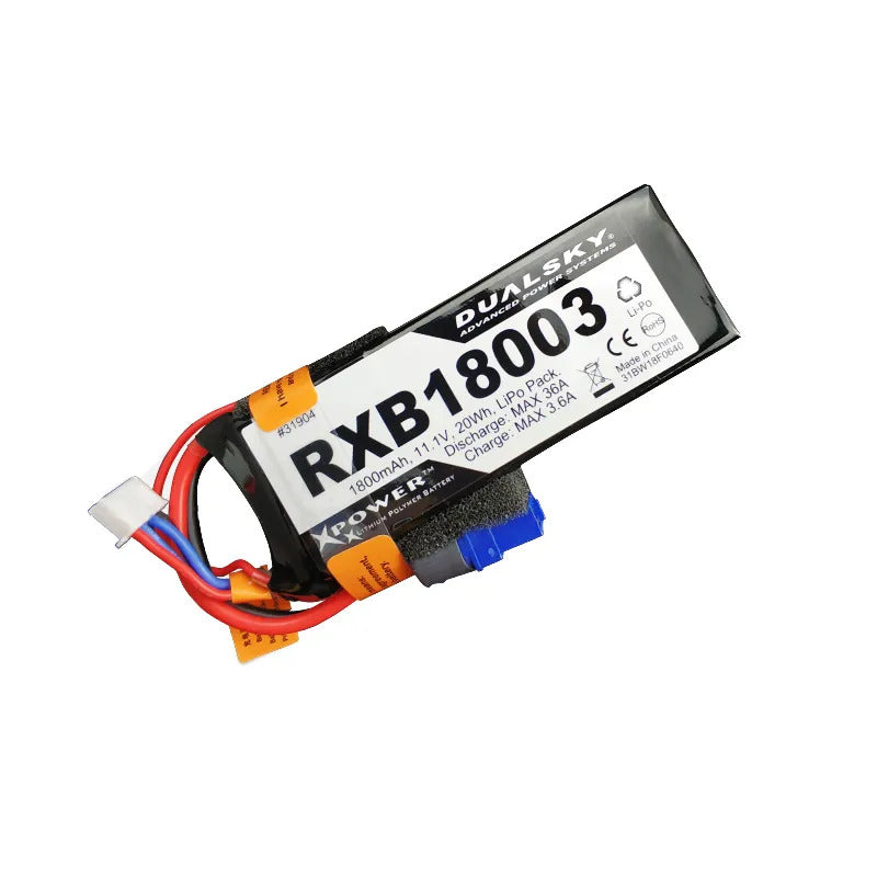 DSB31904 Dualsky 1800mah 3S 11.1v 20C LiPo Receiver Battery with JR and XT60 Connector DUALSKY