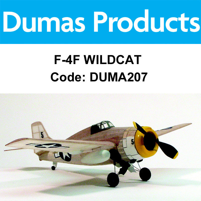 DUMAS 207 F-4F WILDCAT WALNUT SCALE 17.5 INCH WINGSPAN RUBBER POWERED DUMAS