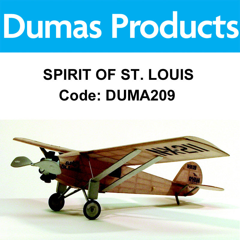 DUMAS 209 SPIRIT OF ST. LOUIS WALNUT SCALE 17.5 INCH WINGSPAN RUBBER POWERE DUMAS