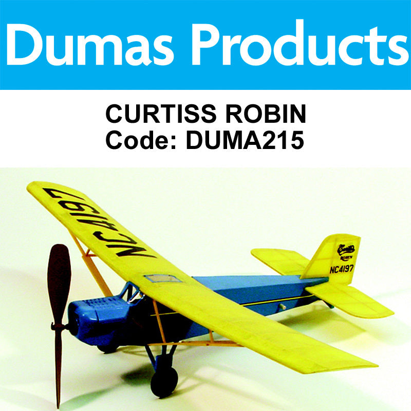 DUMAS 215 CURTISS ROBIN WALNUT SCALE 17.5 INCH WINGSPAN RUBBER POWERED DUMAS