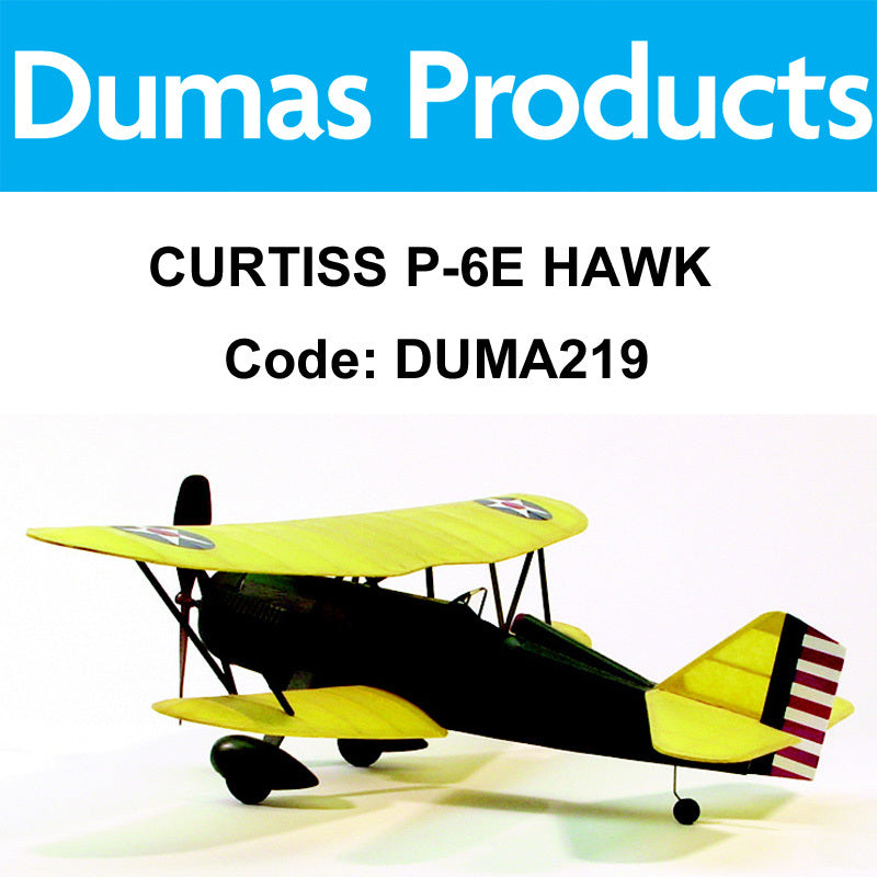 DUMAS 219 CURTISS P-6E HAWK WALNUT SCALE 17.5 INCH WINGSPAN RUBBER POWERED DUMAS