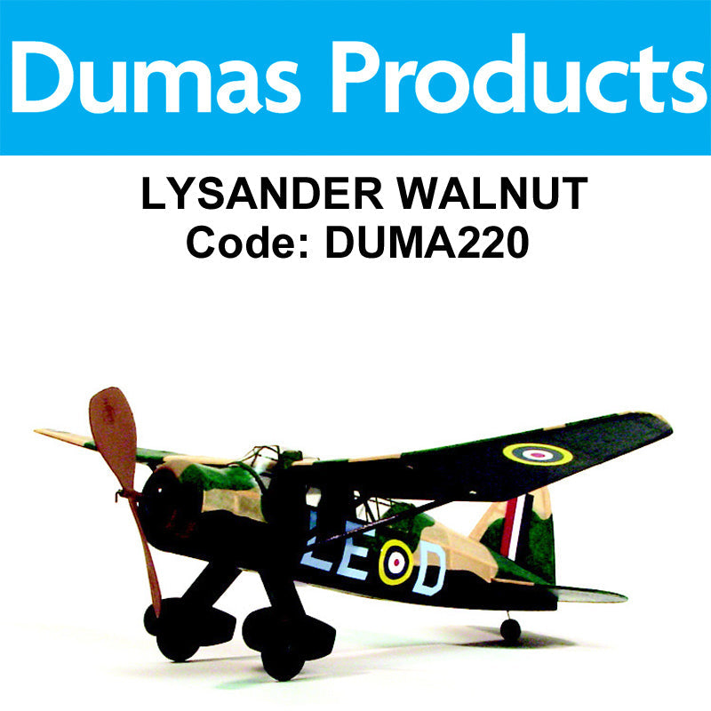 DUMAS 220 LYSANDER WALNUT SCALE 17.5 INCH WINGSPAN RUBBER POWERED DUMAS
