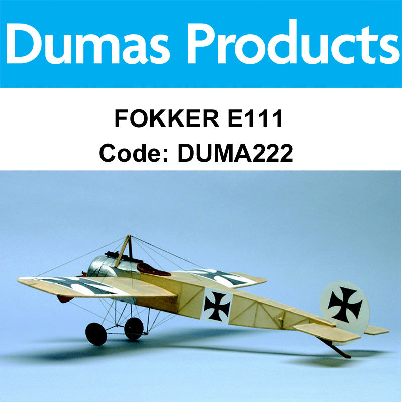 DUMAS 222 FOKKER E111 WALNUT SCALE 17.5 INCH WINGSPAN RUBBER POWERED DUMAS