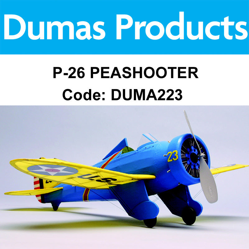 DUMAS 223 P-26 PEASHOOTER WALNUT SCALE 17.5 INCH WINGSPAN RUBBER POWERED DUMAS