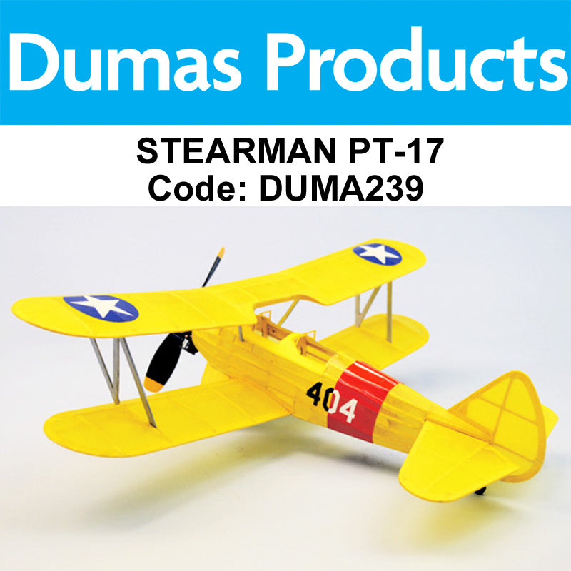 DUMAS 239 STEARMAN PT-17 WALNUT SCALE 18 INCH WINGSPAN RUBBER POWERED DUMAS