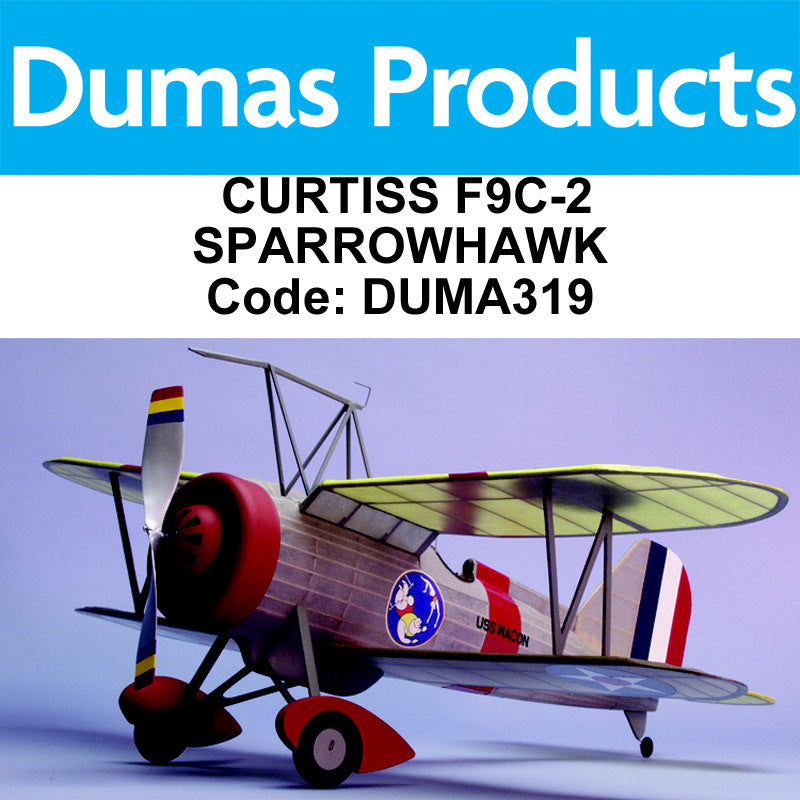 DUMAS 319 CURTISS F9C-2 SPARROWHAWK 30 INCH WINGSPAN RUBBER POWERED DUMAS