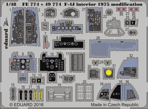 ED49774 Eduard 1/48 F-4J interior 1975 modification (Academy) Eduard