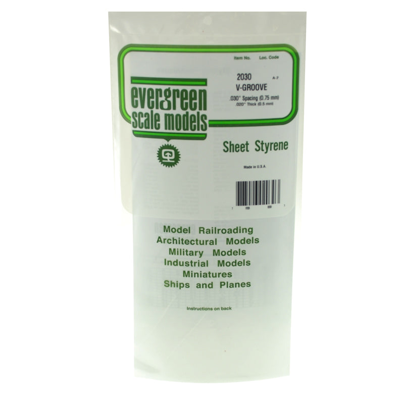 EVERGREEN 2030 .5MM THICK 15 X 30CM SIDING STRIPS V-GROOVE .030 (EACH) Evergreen