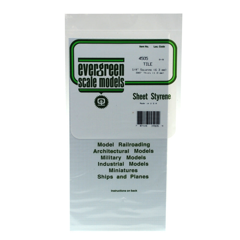 EVERGREEN 4505 1MM THICK SQUARE TILE 1/4 X 1/4 (EACH) Evergreen