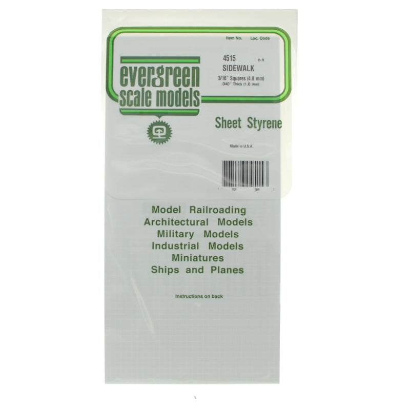 EVERGREEN 4515 1MM THICK 15 X 30CM SIDEWALK SHEET 3/16 (EACH) Evergreen