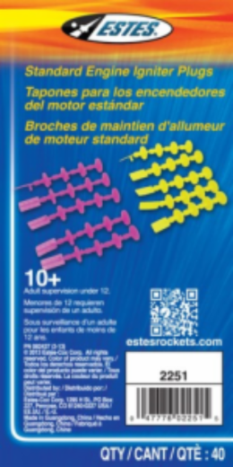 EST-2251 Estes 1/2A6, A8, B4, B6, C6 and E12 Engine Plugs (5 Magenta, 5 Yellow) Model Rocket Accessory Estes