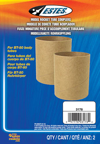 Estes BT80 Body Tube Couplers (2 pk) Model Rocket Accessory