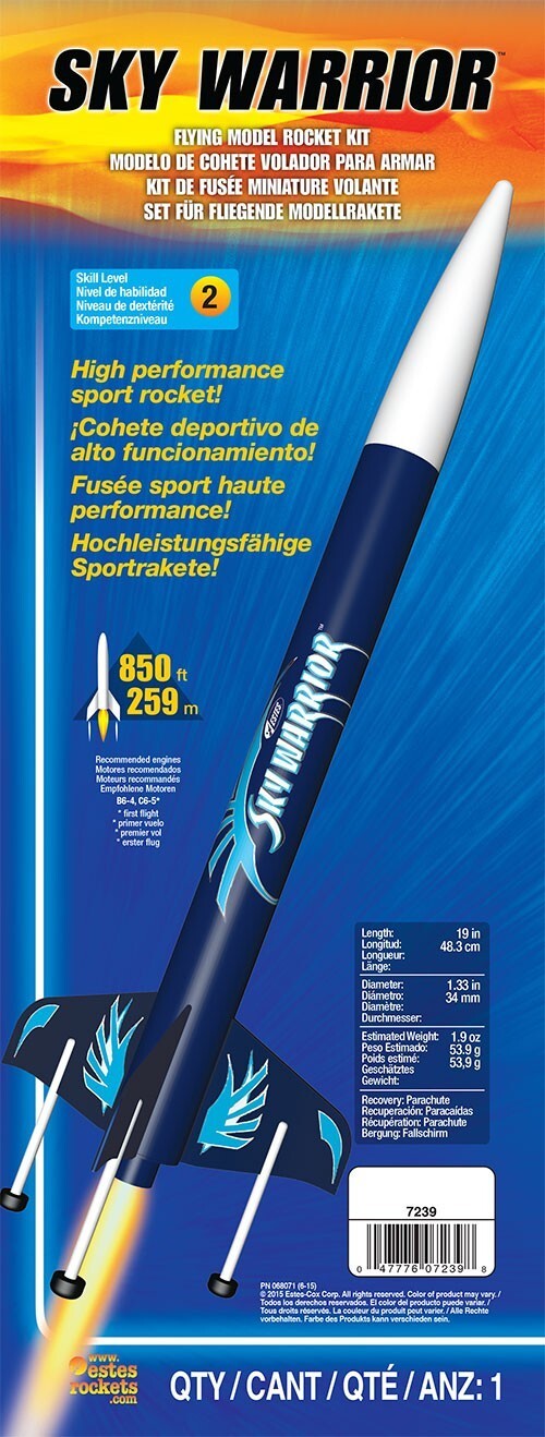 EST-7239 Estes Sky Warrior Advanced Model Rocket Kit (18mm Standard Engine) Estes