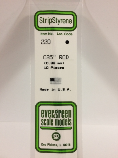 Evergreen White Polystyrene Rod 0.0350 x 14" / 0.88mm x 36cm (10) EVE-00220