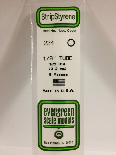 Evergreen White Polystyrene Tube 0.125 x 14" / 3.2mm x 36cm (5) EVE-00224