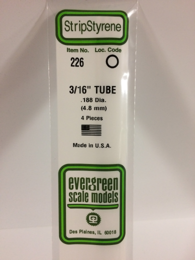 Evergreen White Polystyrene Tube 0.187 x 14" / 4.7mm x 36cm (4) EVE-00226
