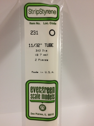 Evergreen White Polystyrene Tube 0.344 x 14" / 8.7mm x 36cm (2) EVE-00231