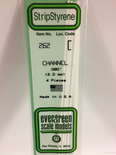 Evergreen White Polystyrene Channel 0.080 x 14" / 2mm x 36cm (4) EVE-00262