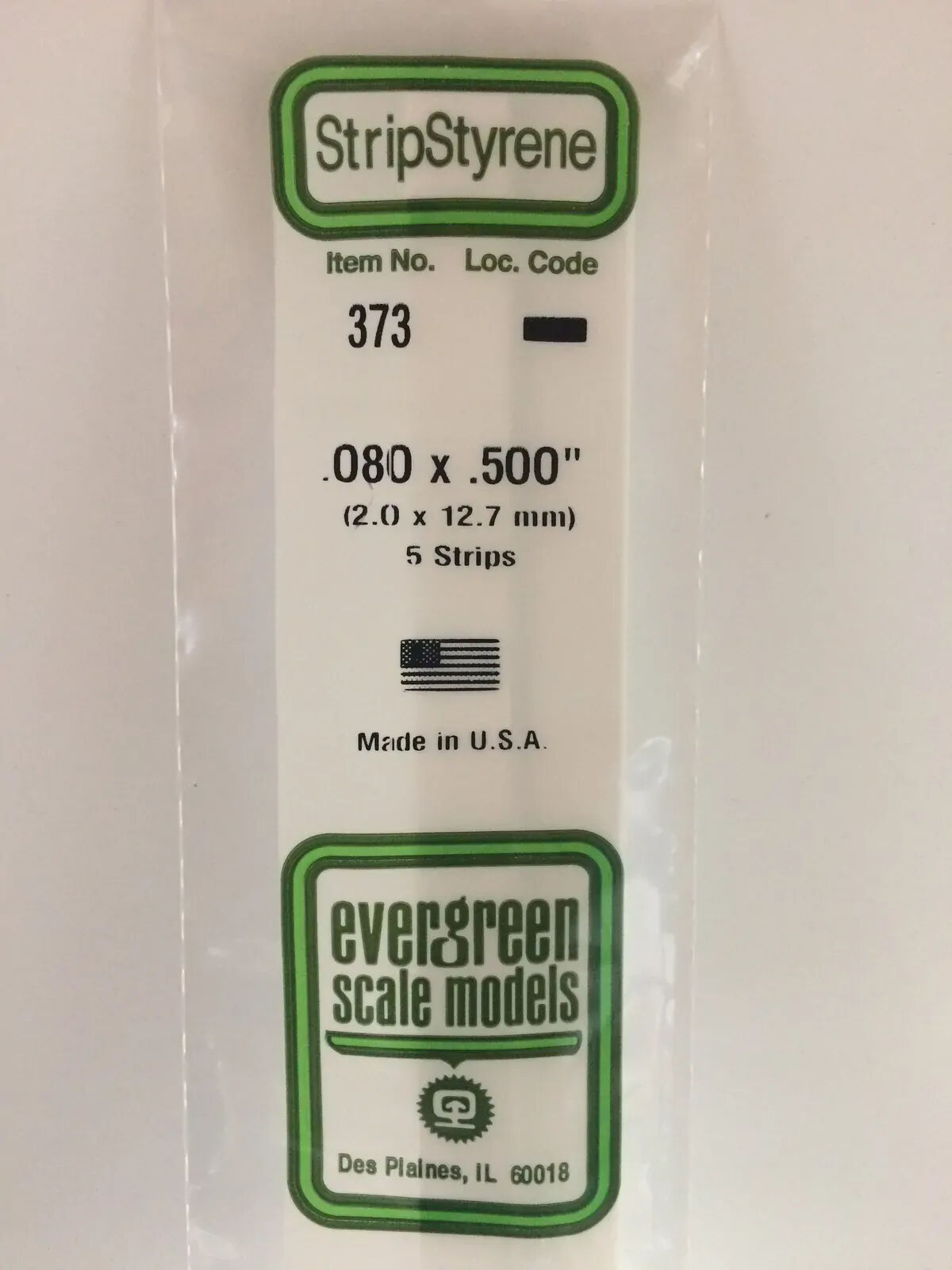 Evergreen White Polystyrene Strip 0.080 x 0.500 x 24" / 2mm x 12.7mm x 61cm (5) EVE-00373