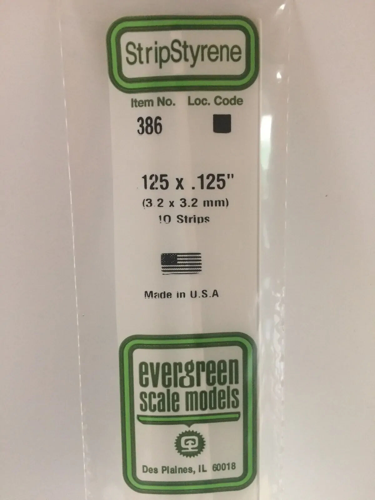 Evergreen White Polystyrene Strip 0.125 x 0.125 x 24" / 3.2mm x 3.2mm x 61cm (10) EVE-00386