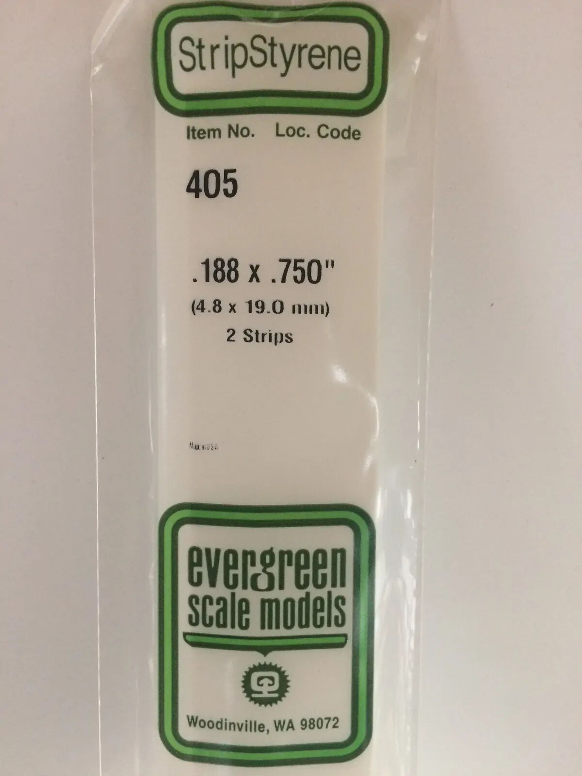 Evergreen White Polystyrene Strip 0.188 x 0.750 x 24" / 4.8mm x 19.1mm x 61cm (2) EVE-00405