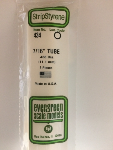 Evergreen White Polystyrene Round Tube 0.438 x 24" / 11.1mm x 61cm (3) EVE-00434