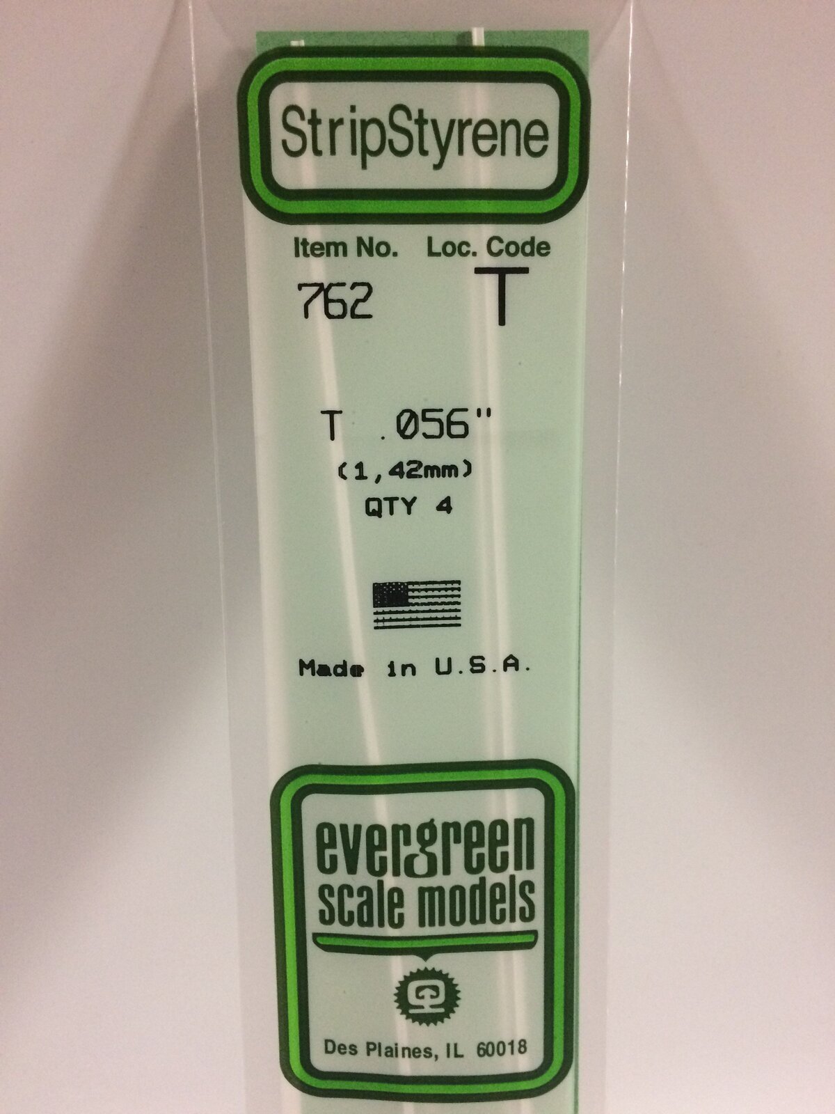 Evergreen White Polystyrene T Profile 0.056 x 0.056 x 14" 0.019 Thick / 1.4mm x 1.4mm x 36cm (4) EVE-00762