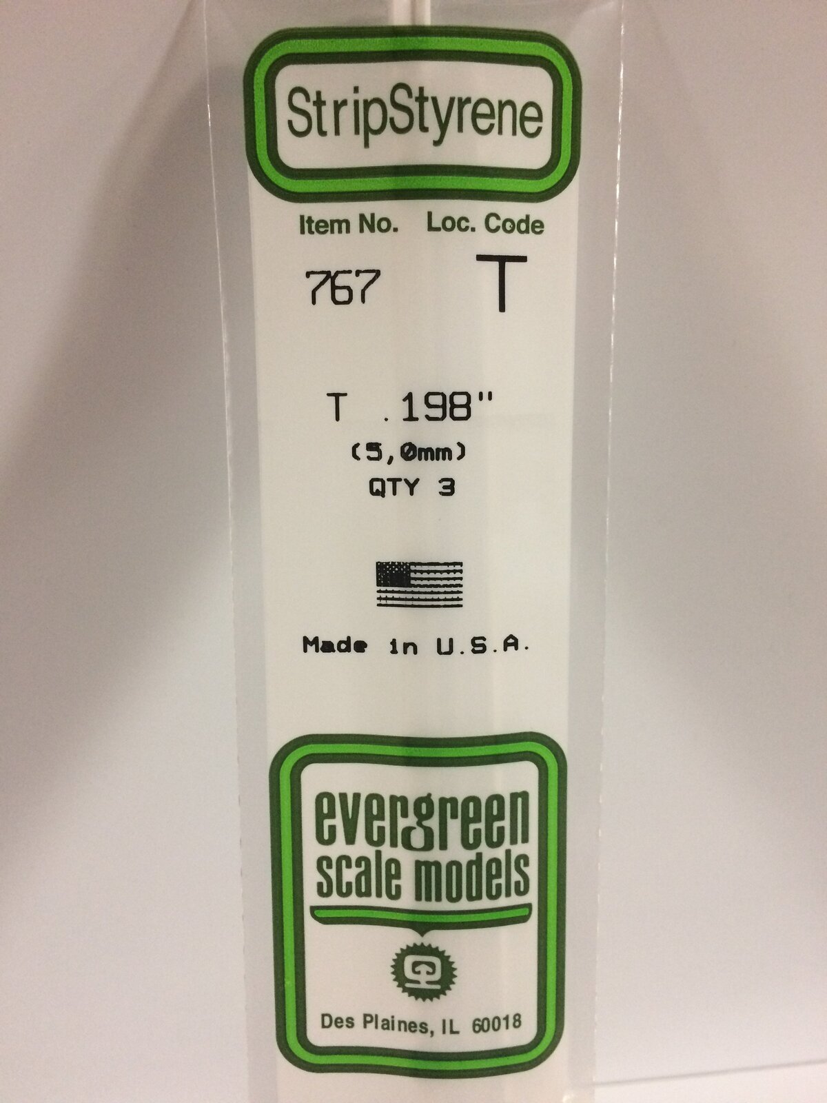 Evergreen White Polystyrene T Profile 0.198 x 0.198 x 14" 0.065 Thick / 5mm x 5mm x 36cm (3) EVE-00767