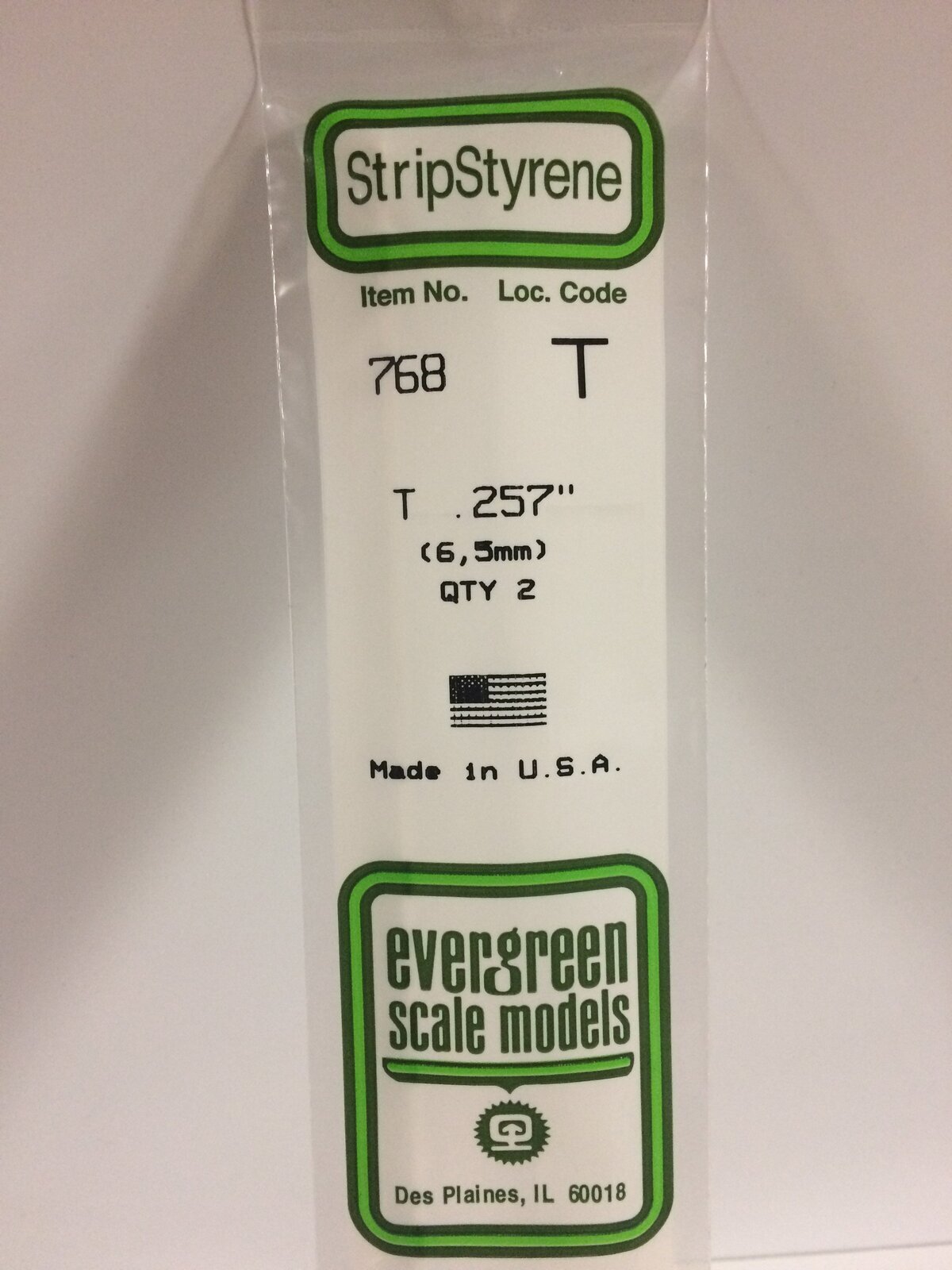 Evergreen White Polystyrene T Profile 0.257 x 0.257 x 14" 0.085 Thick / 6.5mm x 6.5mm x 36cm (2) EVE-00768