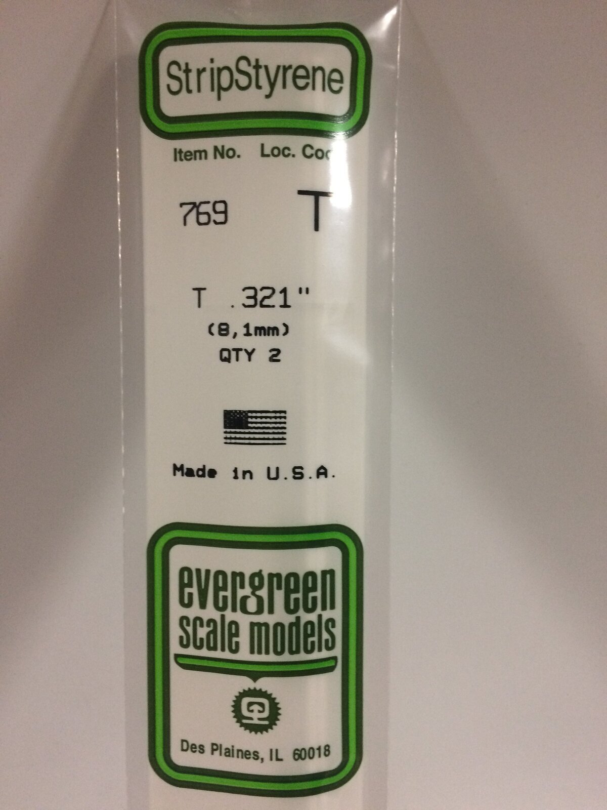Evergreen White Polystyrene T Profile 0.321 x 0.321 x 14" 0.106 Thick / 8.2mm x 8.2mm x 36cm (2) EVE-00769