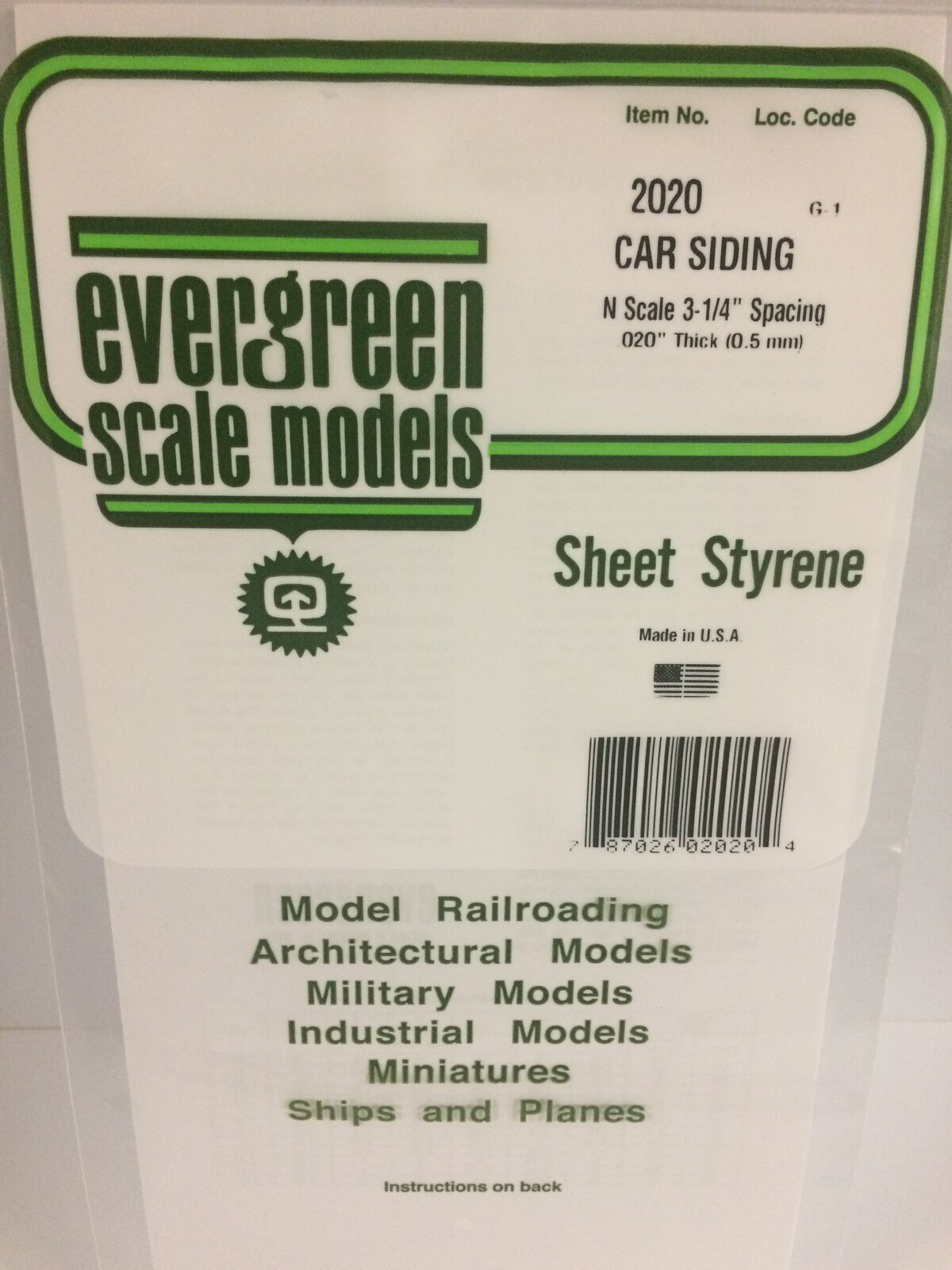 Evergreen White Polystyrene N-Scale Car Siding Sheet 0.020 x 6 x 12" / 0.51mm x 15cm x 30cm (1) EVE-02020