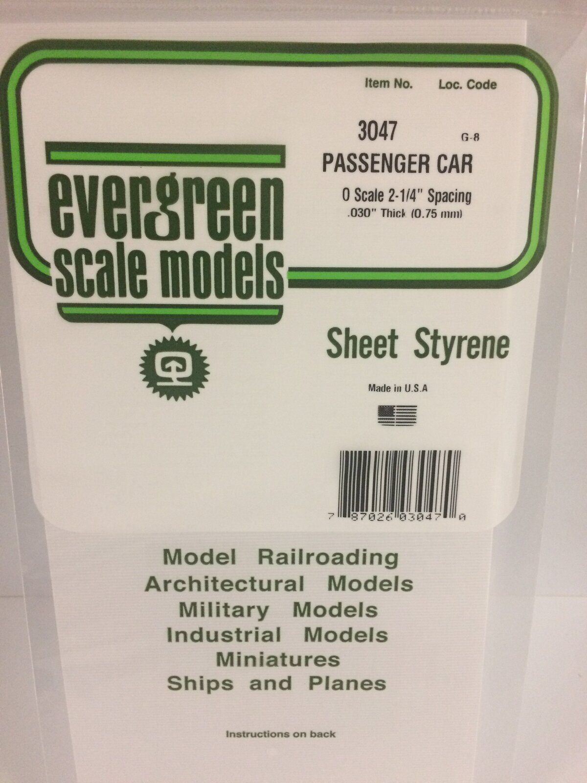 Evergreen White Polystyrene O-Scale Siding 0.020 x 6 x 12" / 0.51mm x 15cm x 30cm (1) EVE-03047