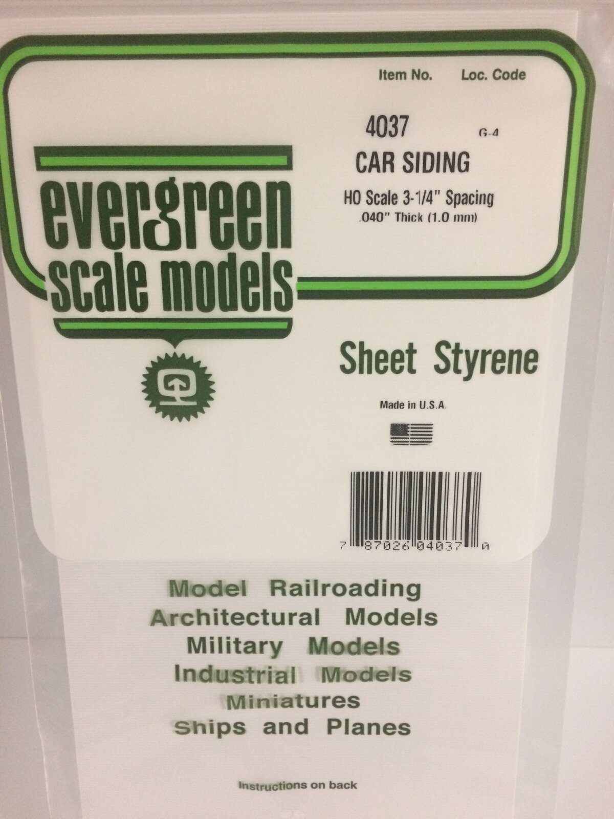 Evergreen White Polystyrene HO-Scale Siding Sheet 0.040 x 6 x 12" / 1mm x 15cm x 30cm (1) EVE-04037