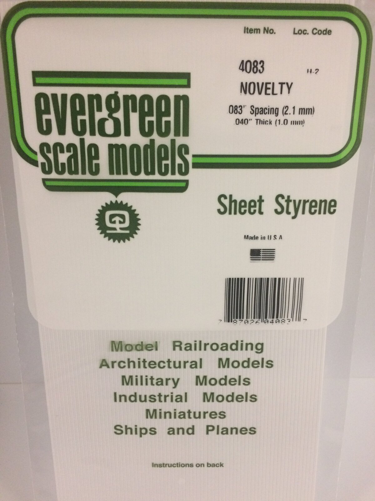 Evergreen White Polystyrene Novelty Siding Sheet 0.083 x 6 x 12" / 2.1mm x 15cm x 30cm (1)