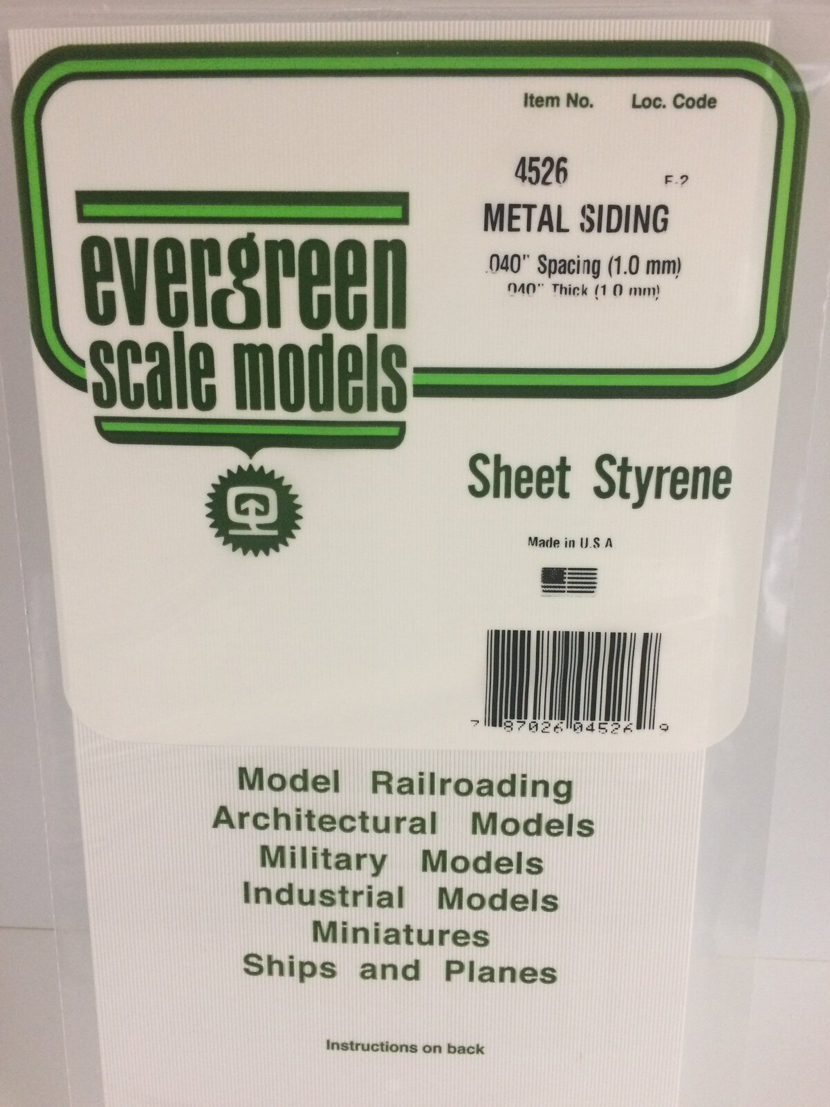 Evergreen White Polystyrene Metal Siding Sheet 0.040 x 6 x 12" / 1mm x 15cm x 30cm (1) EVE-04526