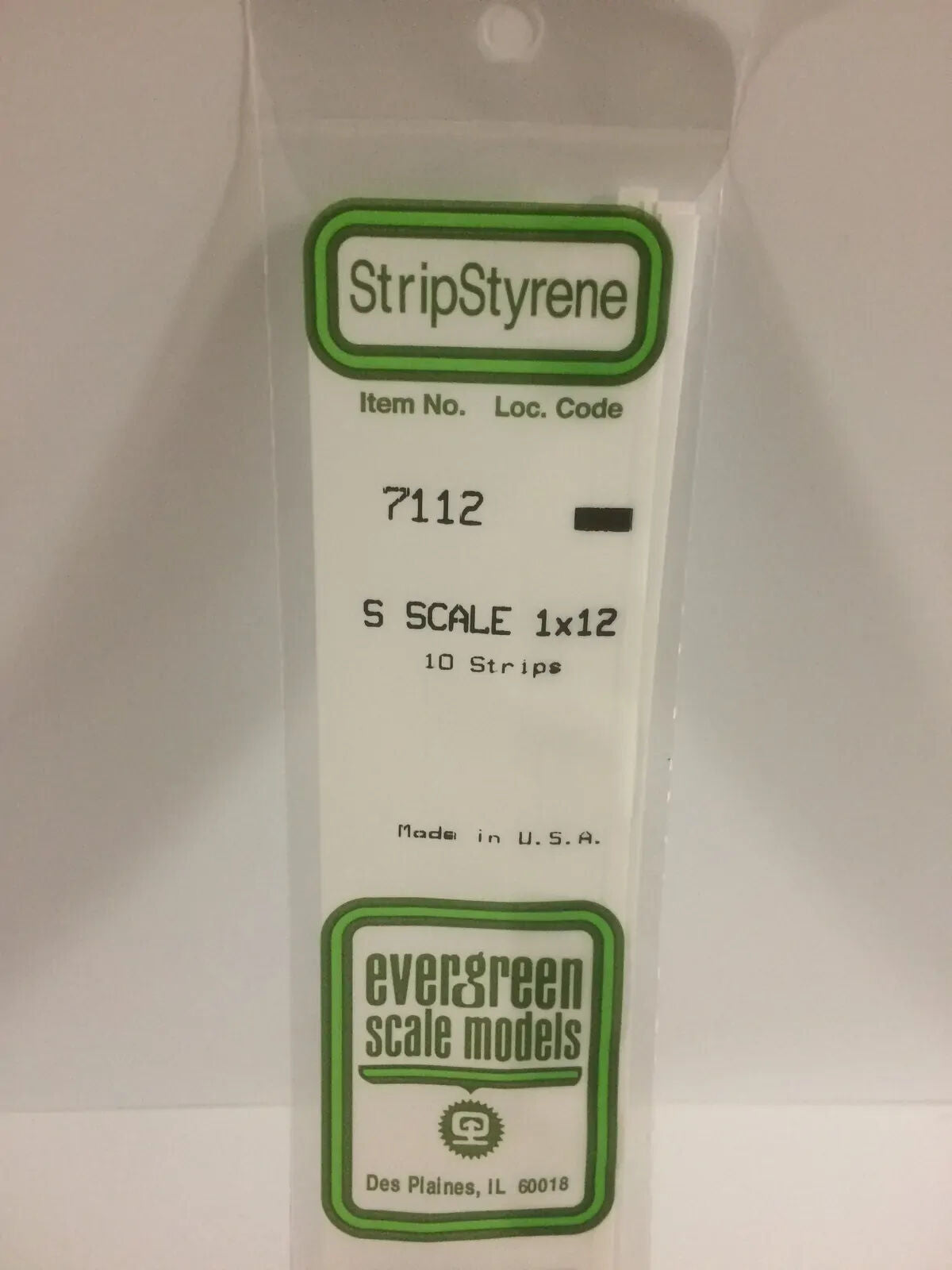 Evergreen White Polystyrene S-Scale Strip 0.016 x 0.188 x 14" (10) EVE-07112