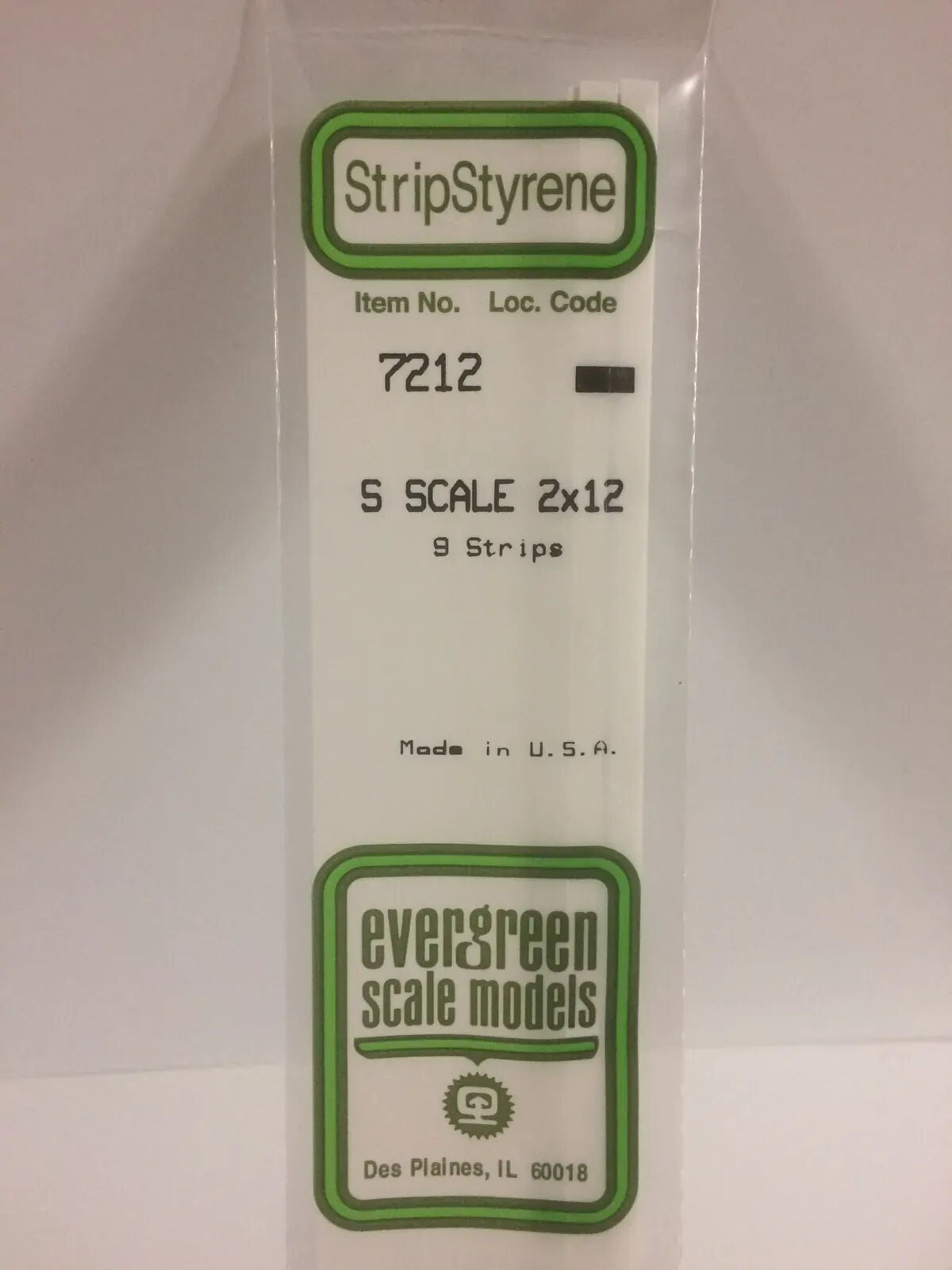 Evergreen White Polystyrene S-Scale Strip 0.031 x 0.188 x 14" (9) EVE-07212