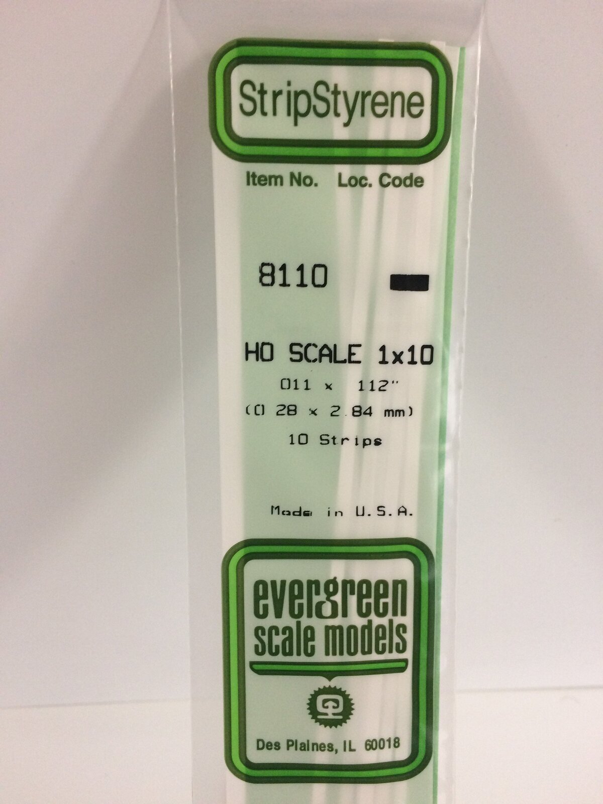Evergreen White Polystyrene HO Scale Strip 0.011 x 0.115 x 14" (10) EVE-08110