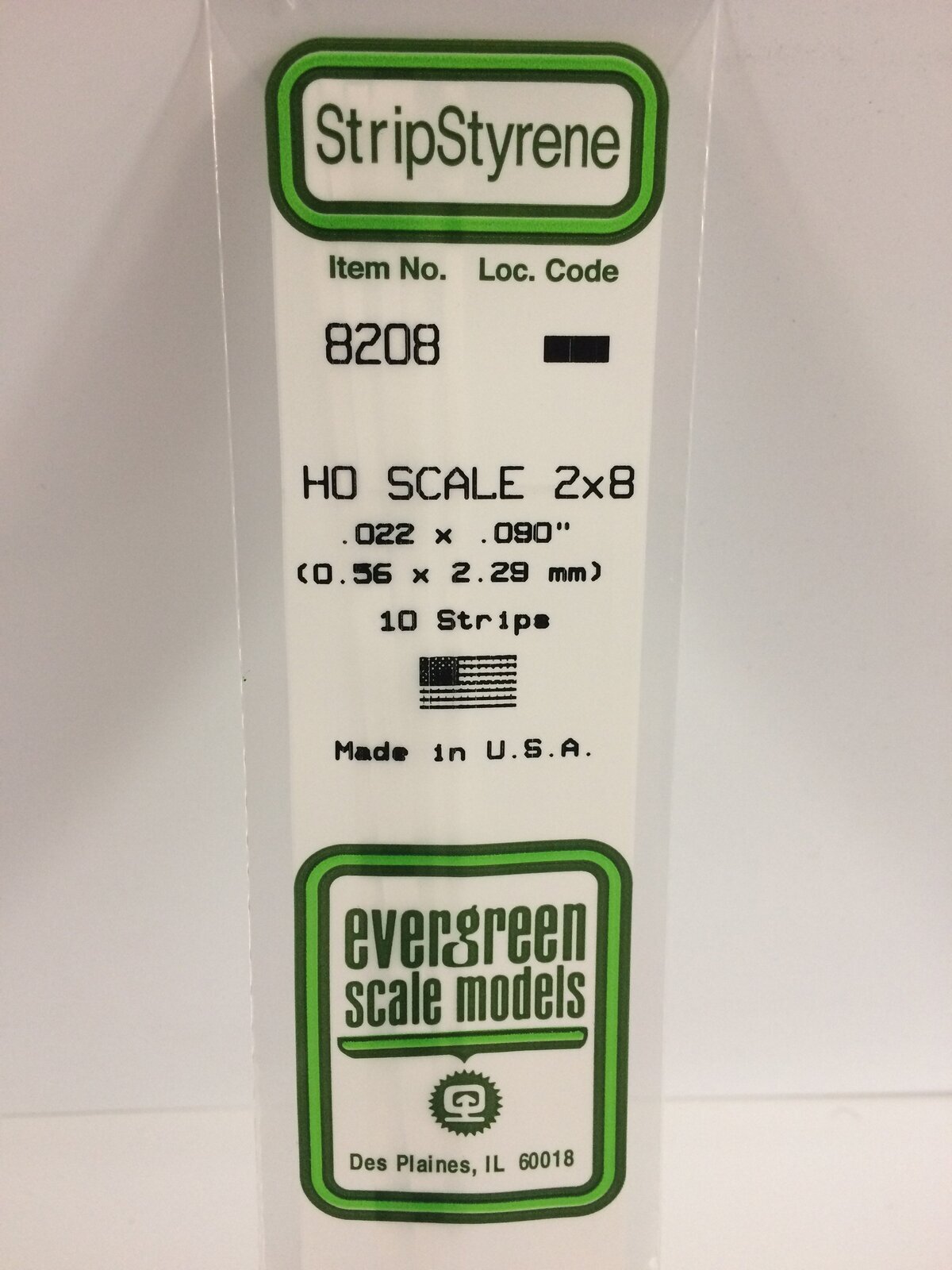 Evergreen White Polystyrene HO Scale Strip 0.023 x 0.092 x 14" (10) EVE-08208