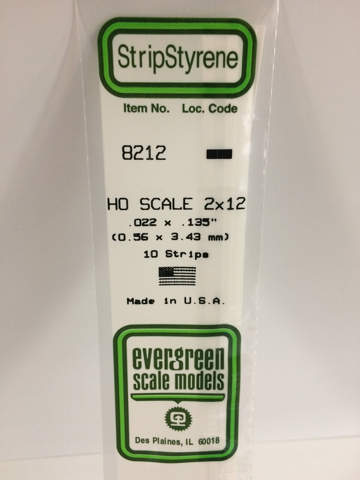 Evergreen White Polystyrene HO Scale Strip 0.023 x 0.023 x 14" (10) EVE-08212
