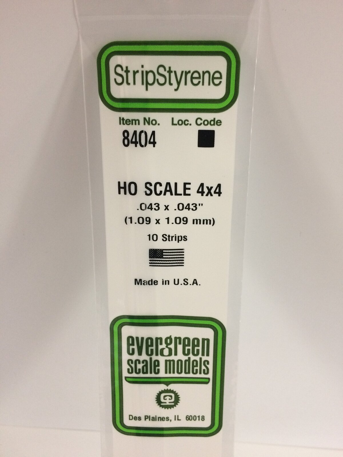 Evergreen White Polystyrene HO Scale Strip 0.046 x 0.046 x 14" (10) EVE-08404