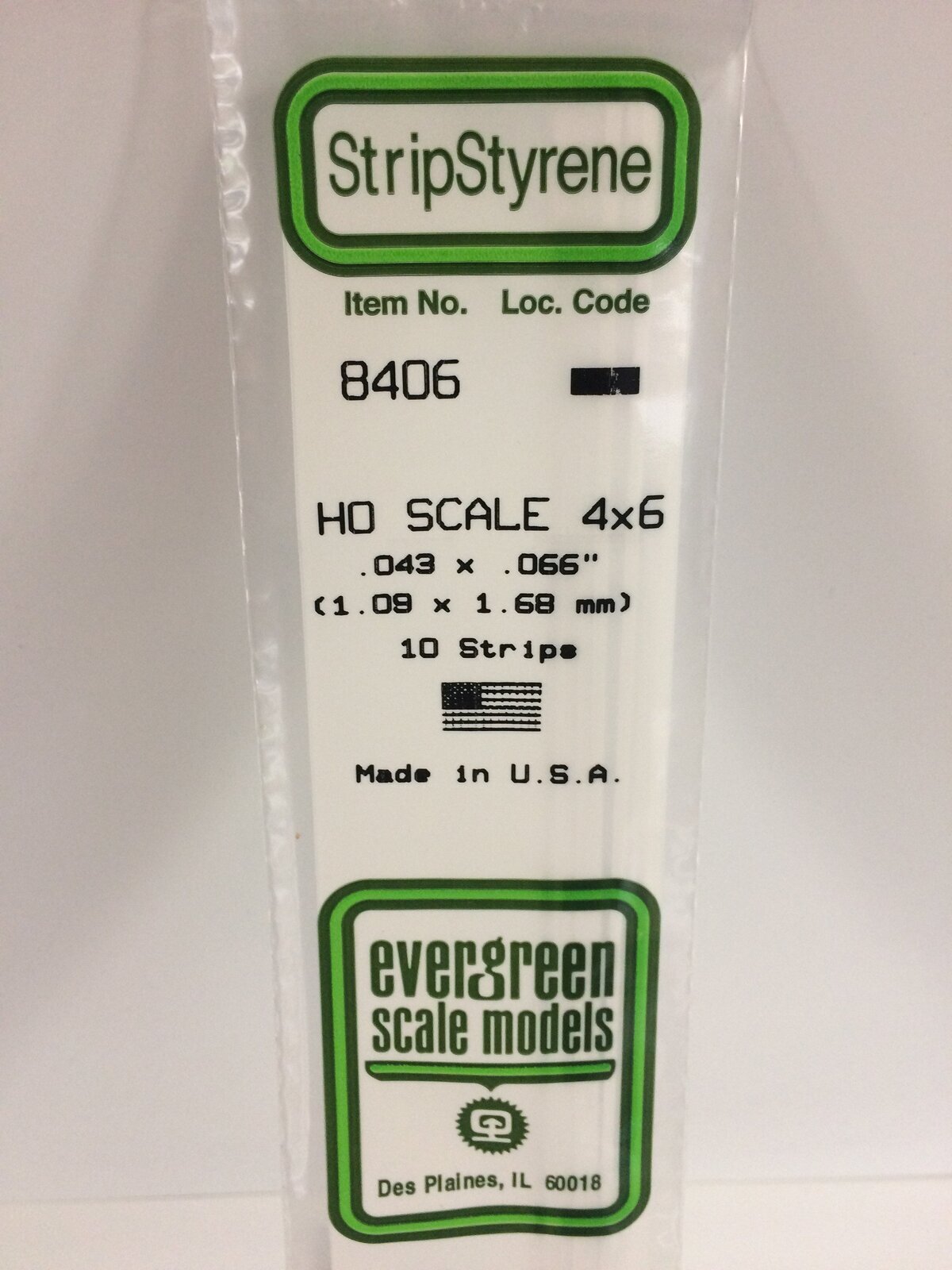 Evergreen White Polystyrene HO Scale Strip 0.046 x 0.069 x 14" (10) EVE-08406
