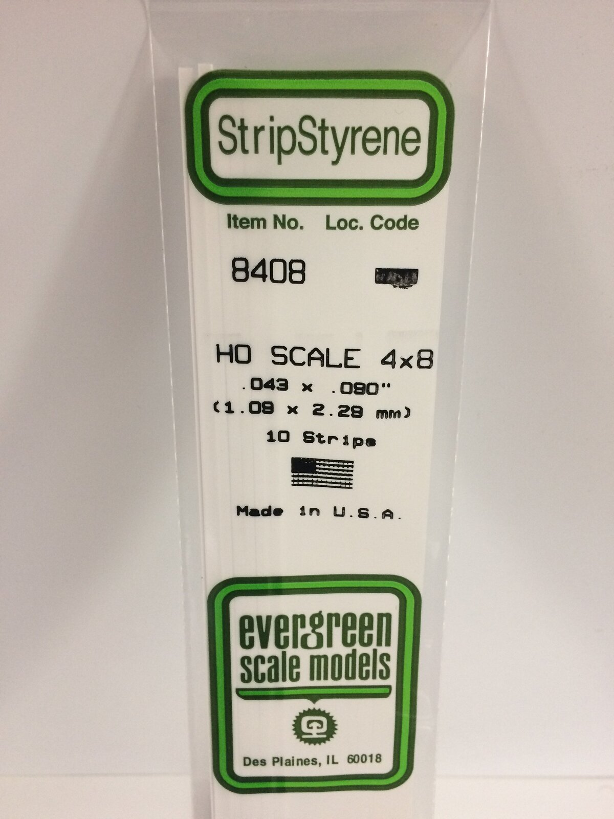Evergreen White Polystyrene HO Scale Strip 0.046 x 0.092 x 14" (10)