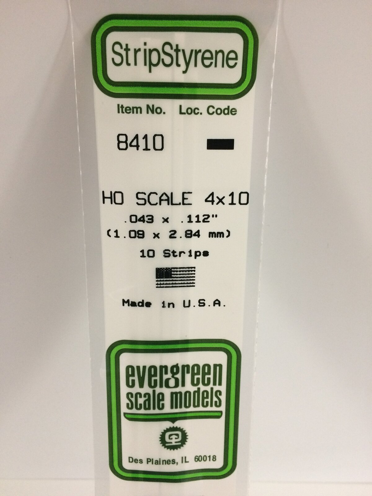 Evergreen White Polystyrene HO Scale Strip 0.046 x 0.115 x 14" (10) EVE-08410