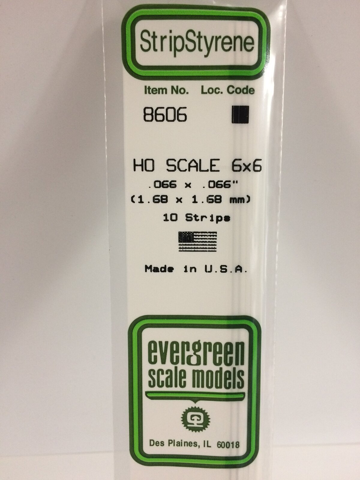 Evergreen White Polystyrene HO Scale Strip 0.069 x 0.069 x 14" (10) EVE-08606