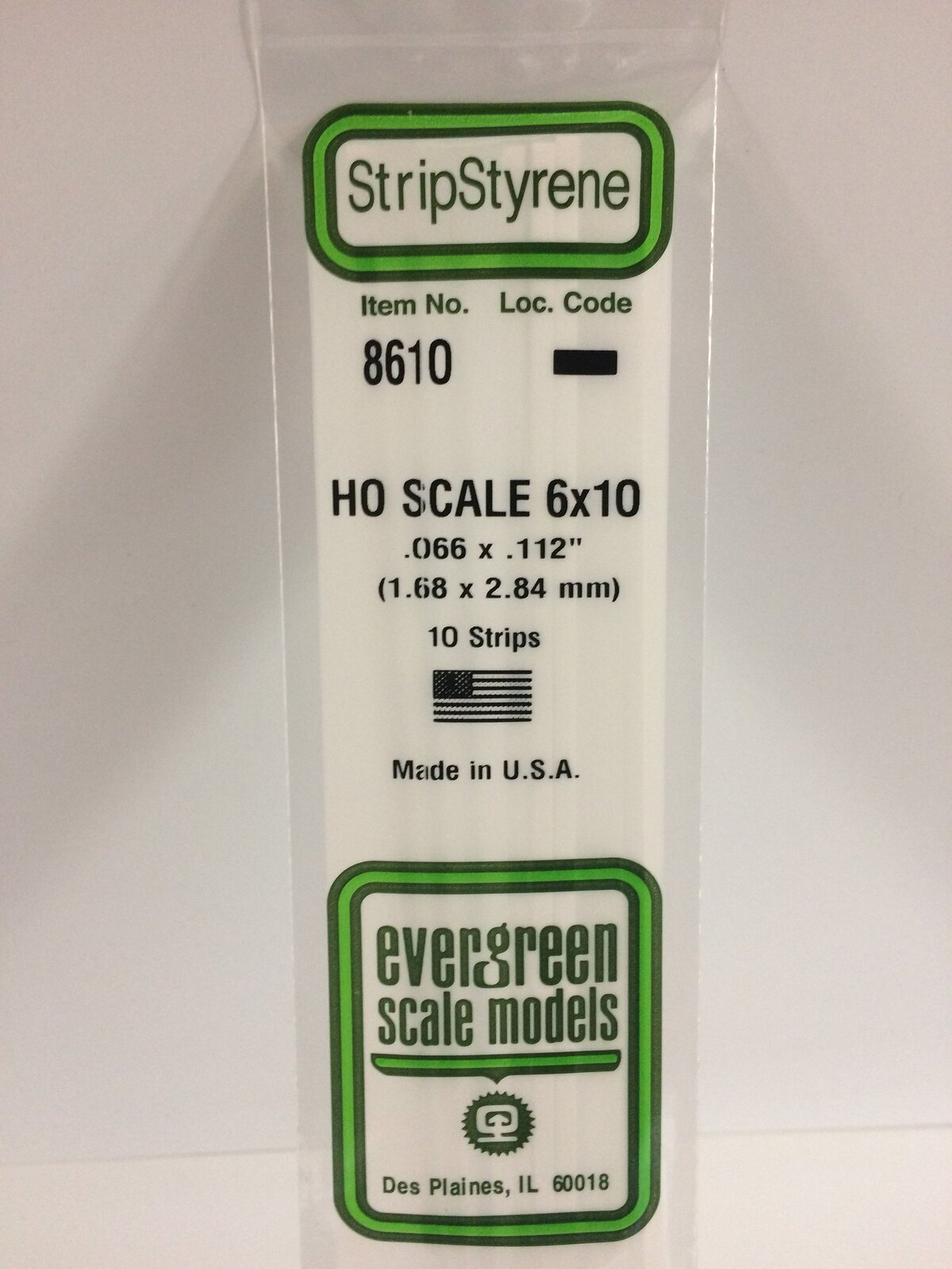 Evergreen White Polystyrene HO Scale Strip 0.069 x 0.115 x 14" (10) EVE-08610